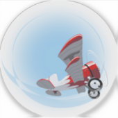 マンガのレトロ飛行機 シール (正面)