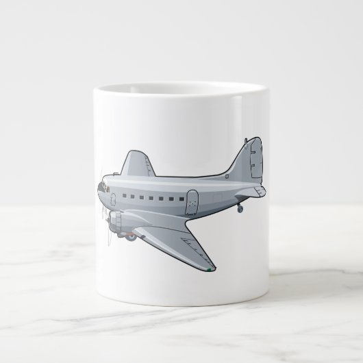 マンガのレトロ飛行機 ジャンボコーヒーマグカップ (正面)