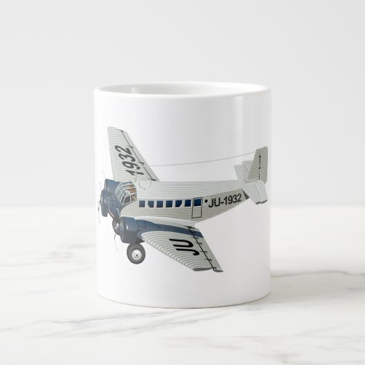 マンガのレトロ飛行機 ジャンボコーヒーマグカップ (正面)