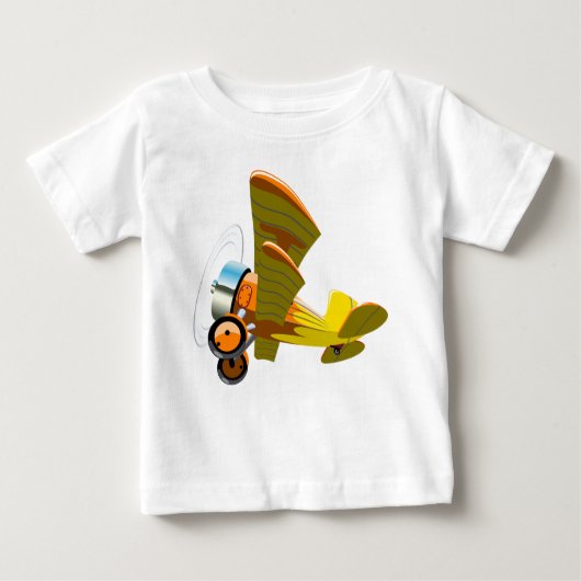 マンガのレトロ飛行機 ベビーTシャツ (正面)