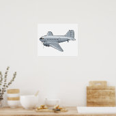 マンガのレトロ飛行機 ポスター (キッチン)