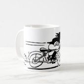 マンガの女性乗用バイクバイクもしくは自転車に乗る人雛絵 コーヒーマグカップ (正面左)