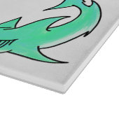 マンガの微笑みを浮かべているサメのミント・ブルー・グリーン海 カッティングボード (角)