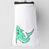 マンガの微笑みを浮かべているサメのミント・ブルー・グリーン海 ゴルフヘッドカバー (回転90)