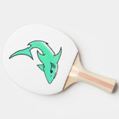 マンガの微笑みを浮かべているサメのミント・ブルー・グリーン海 卓球ラケット (横)