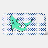 マンガの微笑みを浮かべているサメのミント・ブルー・グリーン海 Case-Mate iPhoneケース (裏面 (横))