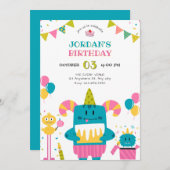 マンガの怪獣の誕生日 招待状 (正面/裏面)