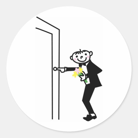 マンガの新郎リングや輪ドアベル ラウンドシール (正面)