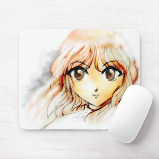 マンガの日本製アニメの女の子のスケッチのかわいい大きい目のかわいい マウスパッド (マウス)