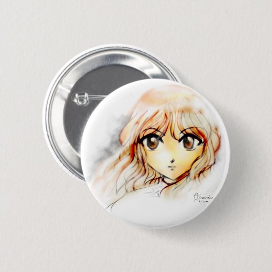 マンガの日本製アニメの女の子のスケッチのかわいい大きい目のかわいい 缶バッジ (正面&裏面)
