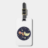 マンガの牛が月の荷物タグの上に飛び乗った ラゲッジタグ (正面縦)