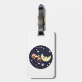 マンガの牛が月の荷物タグの上に飛び乗った ラゲッジタグ (裏面縦)