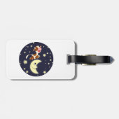 マンガの牛が月の荷物タグの上に飛び乗った ラゲッジタグ (裏面横)