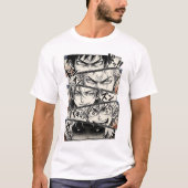 マンガの目 コラージュTシャツ - 激しいアニメパネルE Tシャツ (正面)