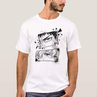 マンガの目Tシャツ - 激しいアニメの表情パネル Tシャツ