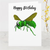 マンガの緑とライムのスズメバチ カード (黄色い花)