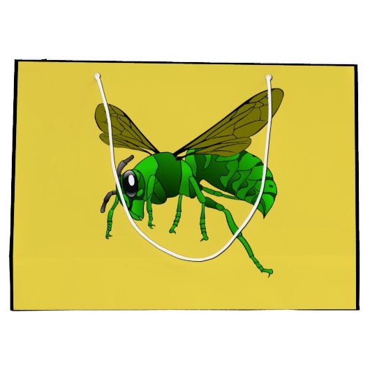 マンガの緑とライムのスズメバチ ラージペーパーバッグ (裏面)