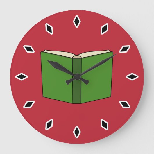 マンガの緑の本 ラージ壁時計 (正面)
