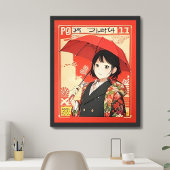 マンガの赤い傘を持った少女 | アー日本のト ポスター