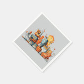 マンガの都市カラフルの灰色の背景 スタンダードカクテルナプキン (角)