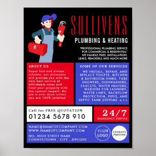 マンガの配管工、配管工広告業 ポスター