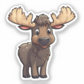 マンガの鹿イラストレーション シール (正面)