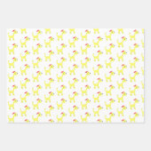 マンガの黄色いプードルポッシュポーズクリスマス ラッピングペーパーシート (正面)