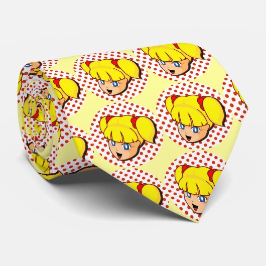 マンガの黄色い女の子 ネクタイ (ロール)