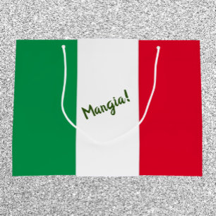 マンガイタリアン国旗の赤白と緑 ラージペーパーバッグ