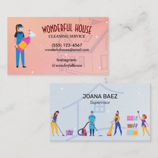 マンガエレガントー・ハウス清掃サービス 名刺 (正面/裏面)