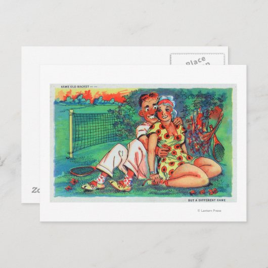 マンガカップルとテニスギア ポストカード (正面/裏面)