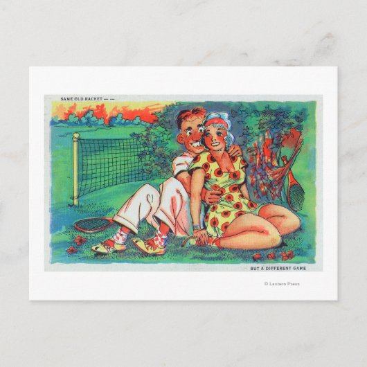 マンガカップルとテニスギア ポストカード (正面)