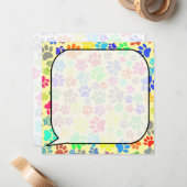 マンガカラフルーの子犬の手のプリント ノートカード (正面/裏面インサイチュ)