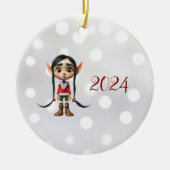 マンガガールクリスマス小妖精や小人セラミックオーナメント セラミックオーナメント (正面)