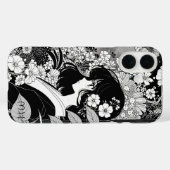 マンガガールフローラ白黒モノグラム名前をカスタムする Case-Mate iPhoneケース (裏面 (横))