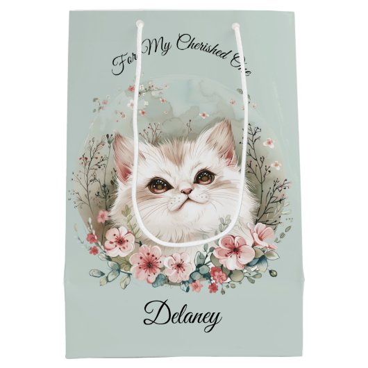 マンガキットン&桜フラワーズ猫好き抱き枕 ミディアムペーパーバッグ (裏面)