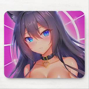 マンガキャットガール「キミを見る」 マウスパッド