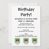 マンガクリップアートピクールグサングラスボーイ誕生日 招待状 (裏面)