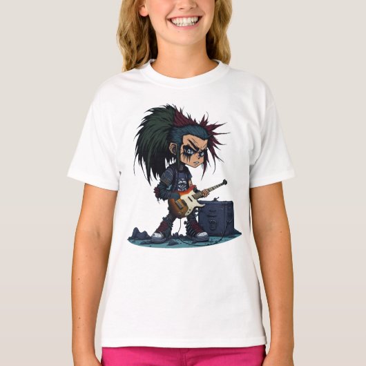 マンガグランジーのパンクロックとロールギターアンプクール Tシャツ (正面)