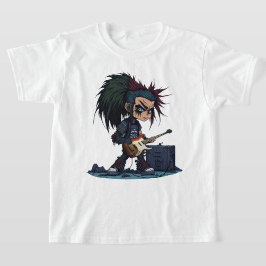 マンガグランジーのパンクロックとロールギターアンプクール Tシャツ (レイダウン)