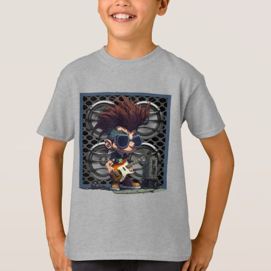 マンガグランジーのパンクロック&ギタ転がースピーカーアンプ Tシャツ (正面)