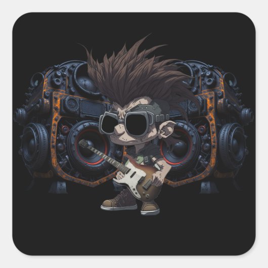 マンガグランジーのパンクロック&ギタ転がースピーカー スクエアシール (正面)