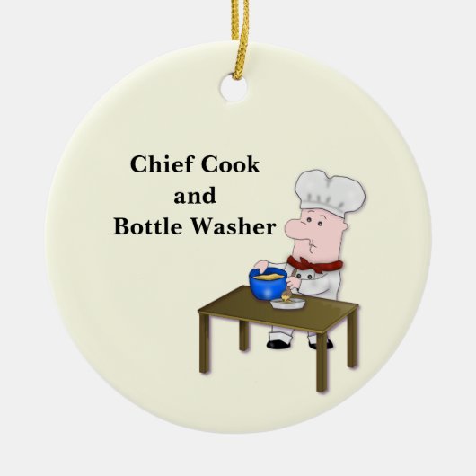 マンガシェフ「チーフ調理師とボトルウォッシャー」 セラミックオーナメント (正面)