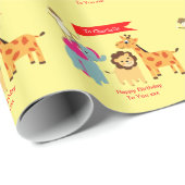 マンガジャングル動物ハッピーバースデーパーソナライズされた ラッピングペーパー (ロールコーナー)