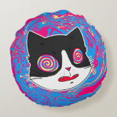 マンガスタイルキャットおもしろい文字 ラウンドクッション (裏面)