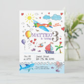 マンガハンドドロードゥードル誕生日招待状 招待状 (スタンド正面)