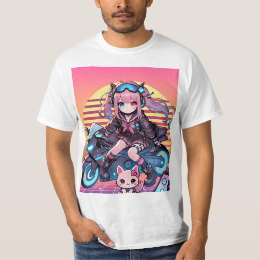 マンガバイクもしくは自転車に乗る人 Tシャツ (正面)