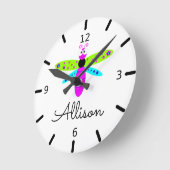 マンガパーソナライズされたトンボ ラウンド壁時計 (傾斜)