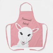 マンガピンクの白い羊の顔動物語 エプロン (正面)