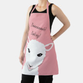 マンガピンクの白い羊の顔動物語 エプロン (インサイチュ)